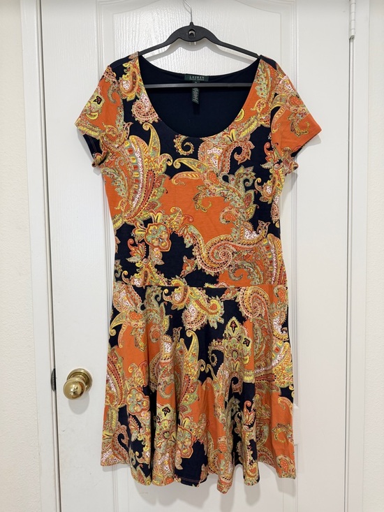 Lauren Ralph Lauren Dresses & Skirts - Lauren Ralph Lauren Paisley Fit & Flare Dress XL Multicolor Boho Scoop Neck